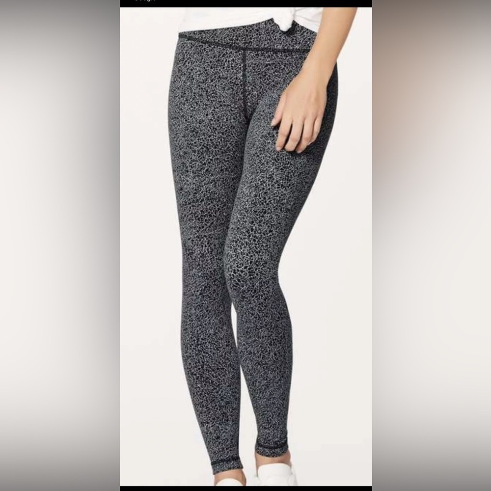Lululemon Wunder Under Hi-rise Tight 28" Luon Crackle Jaquard Black White 10